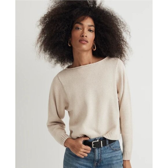 Madewell Womens Beige Roll neck Sweater size Medium Relaxed Minimalist Neutral - Picture 1 of 10
